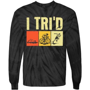 Triathlon Design For Women Triathlon Sport Lovers Tie-Dye Long Sleeve Shirt