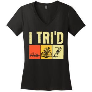 Triathlon Design For Women Triathlon Sport Lovers Women's V-Neck T-Shirt