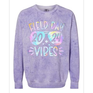 Tie Dye Field Day Vibes Funny For Teacher Field Day 2024 Colorblast Crewneck Sweatshirt