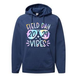 Tie Dye Field Day Vibes Funny For Teacher Field Day 2024 Performance Fleece Hoodie