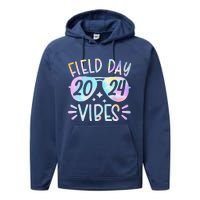 Tie Dye Field Day Vibes Funny For Teacher Field Day 2024 Performance Fleece Hoodie