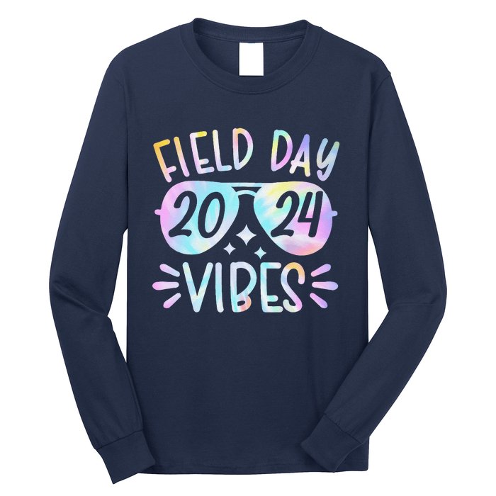 Tie Dye Field Day Vibes Funny For Teacher Field Day 2024 Long Sleeve Shirt