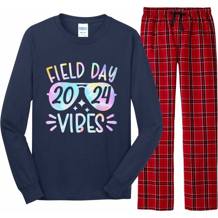 Tie Dye Field Day Vibes Funny For Teacher Field Day 2024 Long Sleeve Pajama Set