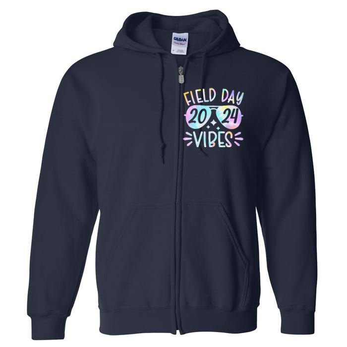 Tie Dye Field Day Vibes Funny For Teacher Field Day 2024 Full Zip Hoodie