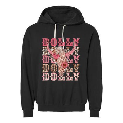 Trendy Dolly First Name Guitar Pink Cowgirl Western Garment-Dyed Fleece Hoodie