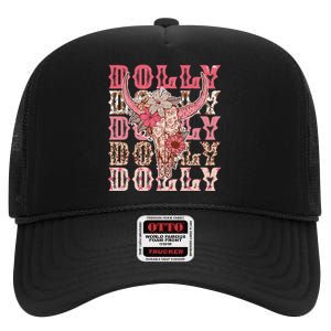 Trendy Dolly First Name Guitar Pink Cowgirl Western High Crown Mesh Back Trucker Hat