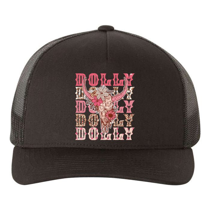 Trendy Dolly First Name Guitar Pink Cowgirl Western Yupoong Adult 5-Panel Trucker Hat