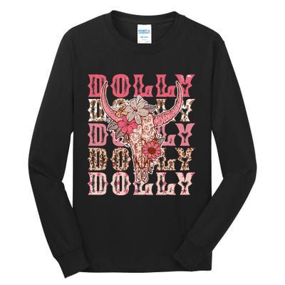 Trendy Dolly First Name Guitar Pink Cowgirl Western Tall Long Sleeve T-Shirt