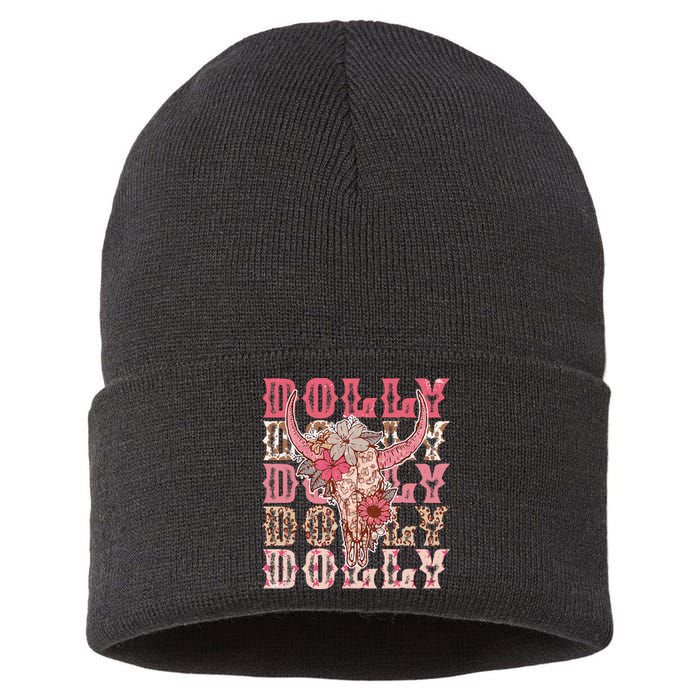 Trendy Dolly First Name Guitar Pink Cowgirl Western Sustainable Knit Beanie