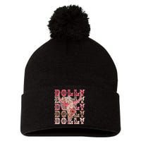 Trendy Dolly First Name Guitar Pink Cowgirl Western Pom Pom 12in Knit Beanie