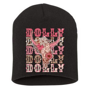 Trendy Dolly First Name Guitar Pink Cowgirl Western Short Acrylic Beanie