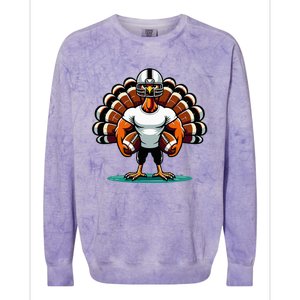 Turkey Day Football Player Fall Thanksgiving Colorblast Crewneck Sweatshirt