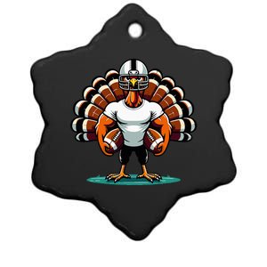 Turkey Day Football Player Fall Thanksgiving Ceramic Star Ornament