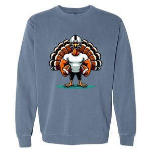 Turkey Day Football Player Fall Thanksgiving Garment-Dyed Sweatshirt