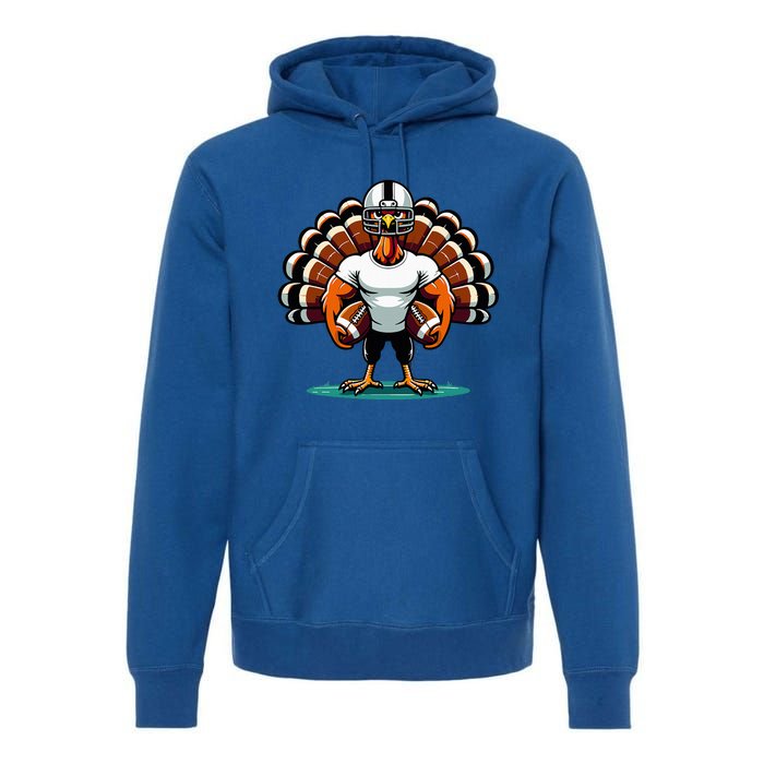 Turkey Day Football Player Fall Thanksgiving Premium Hoodie