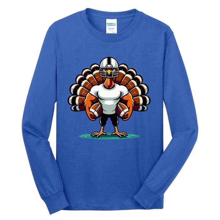 Turkey Day Football Player Fall Thanksgiving Tall Long Sleeve T-Shirt