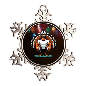 Turkey Day Football Player Fall Thanksgiving Metallic Star Ornament