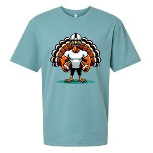 Turkey Day Football Player Fall Thanksgiving Sueded Cloud Jersey T-Shirt