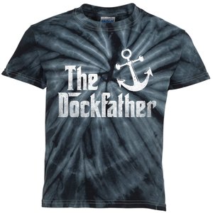 The Dockfather Funny Boating Fishing Boat Dad Captain Kids Tie-Dye T-Shirt