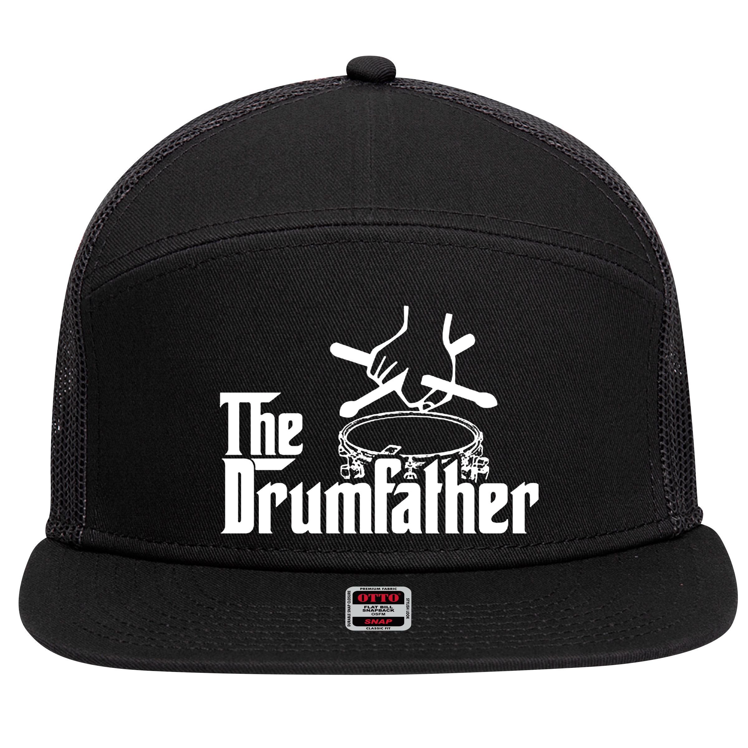 The Drum Father Drumsticks Drums Cymbal Pearl Paiste Zildjian Drummer 7 Panel Mesh Trucker Snapback Hat