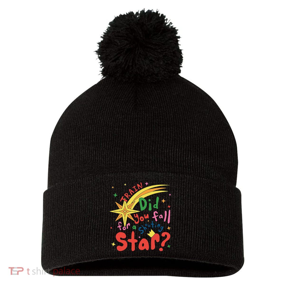 Train Did For You Fall Shooting Star Saying Pom Pom 12in Knit Beanie