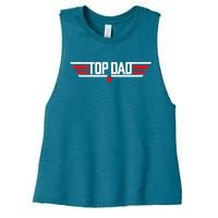 Top Dad Funny 80s Father Air Humor Movie Gun Fathers Day Women's Racerback Cropped Tank