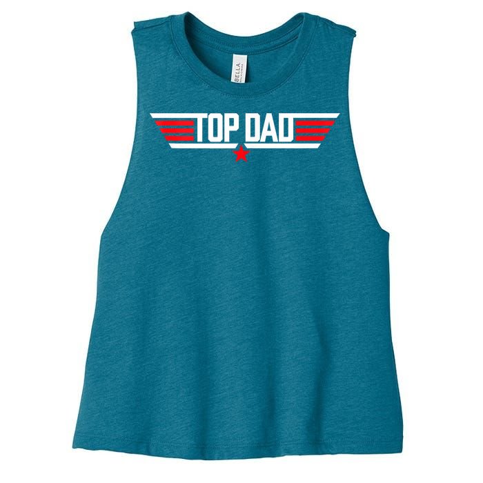 Top Dad Funny 80s Father Air Humor Movie Gun Fathers Day Women's Racerback Cropped Tank