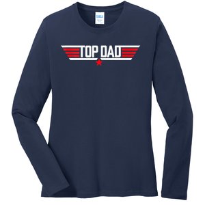 Top Dad Funny 80s Father Air Humor Movie Gun Fathers Day Ladies Long Sleeve Shirt