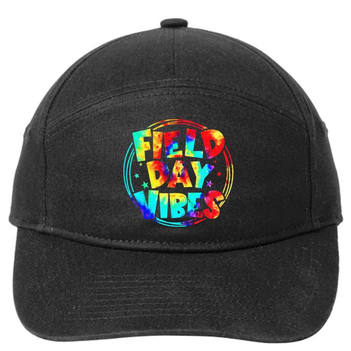 Tie Dye Field Day Vibes Last Day Of School Field Day Teacher 7-Panel Snapback Hat