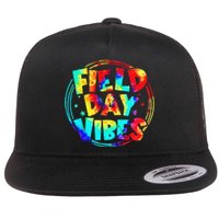 Tie Dye Field Day Vibes Last Day Of School Field Day Teacher Flat Bill Trucker Hat