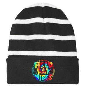 Tie Dye Field Day Vibes Last Day Of School Field Day Teacher Striped Beanie with Solid Band