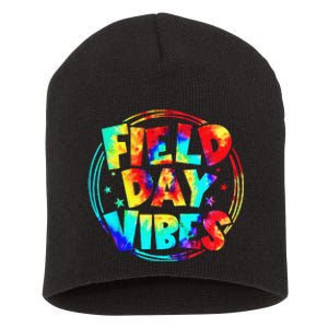 Tie Dye Field Day Vibes Last Day Of School Field Day Teacher Short Acrylic Beanie