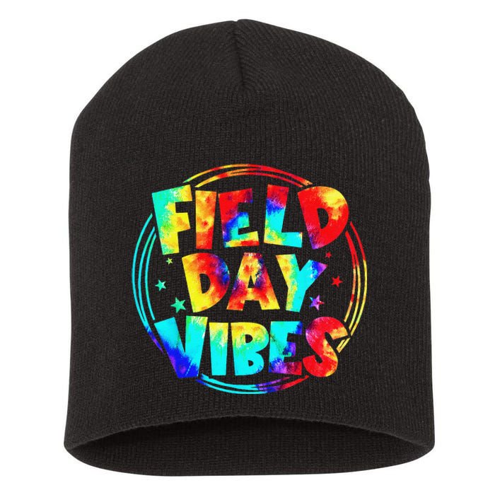 Tie Dye Field Day Vibes Last Day Of School Field Day Teacher Short Acrylic Beanie