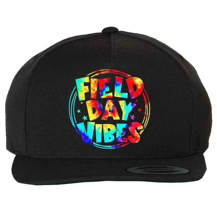 Tie Dye Field Day Vibes Last Day Of School Field Day Teacher Wool Snapback Cap