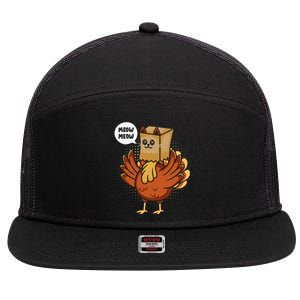 Thanksgiving Day Fake Cat Turkey Meow Animal Farmer 7 Panel Mesh Trucker Snapback Hat