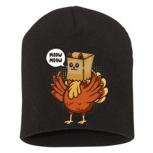 Thanksgiving Day Fake Cat Turkey Meow Animal Farmer Short Acrylic Beanie