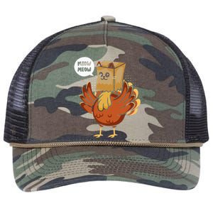 Thanksgiving Day Fake Cat Turkey Meow Animal Farmer Retro Rope Trucker Hat Cap