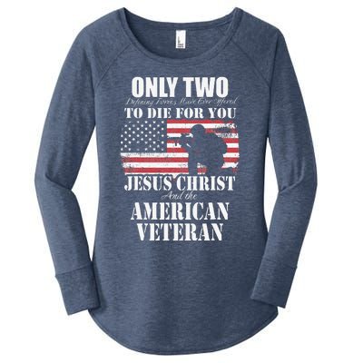 Two Died For You Jesus And American Veteran Memorial Gift Women's Perfect Tri Tunic Long Sleeve Shirt