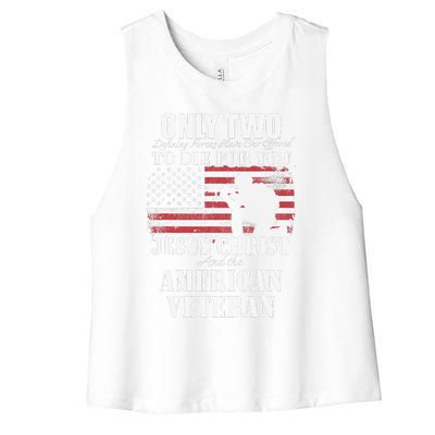 Two Died For You Jesus And American Veteran Memorial Gift Women's Racerback Cropped Tank