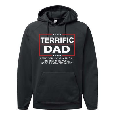 Terrific Dad Funny Donald Trump Fathers Day Gift Performance Fleece Hoodie