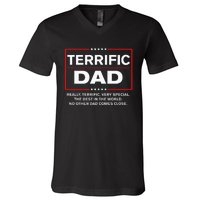 Terrific Dad Funny Donald Trump Fathers Day Gift V-Neck T-Shirt