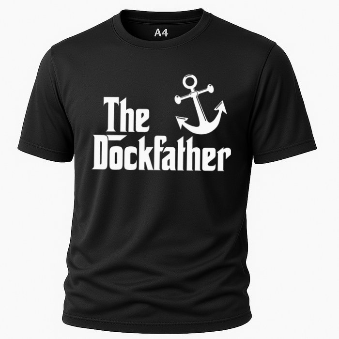 The Dockfather Funny Boating Fishing Boat Dad Captain Boater Cooling Performance Crew T-Shirt