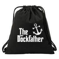 The Dockfather Funny Boating Fishing Boat Dad Captain Boater Drawstring Bag