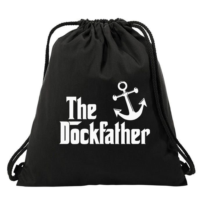 The Dockfather Funny Boating Fishing Boat Dad Captain Boater Drawstring Bag