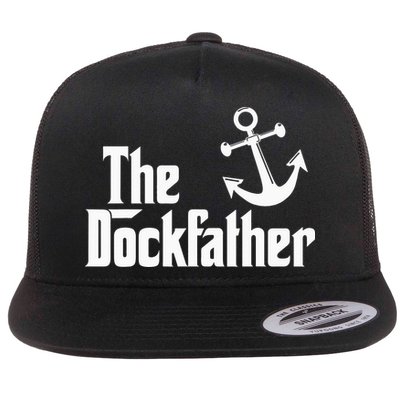 The Dockfather Funny Boating Fishing Boat Dad Captain Boater Flatbill Hat