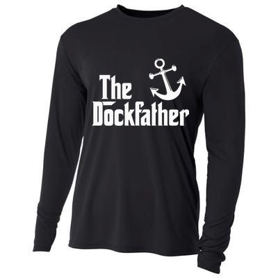 The Dockfather Funny Boating Fishing Boat Dad Captain Boater Cooling Performance Long Sleeve Crew