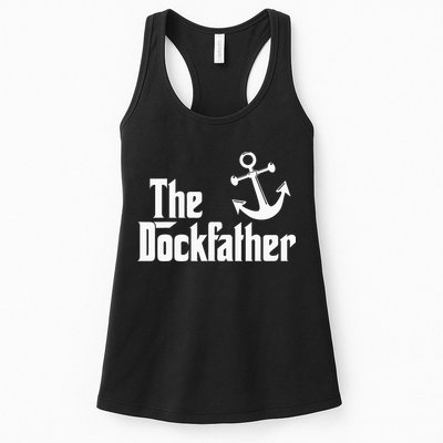 The Dockfather Funny Boating Fishing Boat Dad Captain Boater Womens Tank Top
