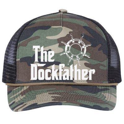 The Dockfather Funny Boating Fishing Boat Dad Captain Boater Gift Retro Rope Trucker Hat Cap