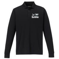 The Dockfather Funny Boating Fishing Boat Dad Captain Boater Performance Long Sleeve Polo