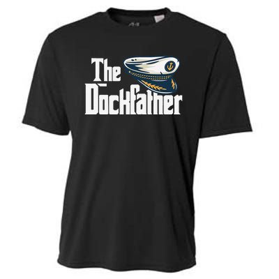 The Dockfather Funny Boating Fishing Boat Dad Captain Boater Cooling Performance Crew T-Shirt